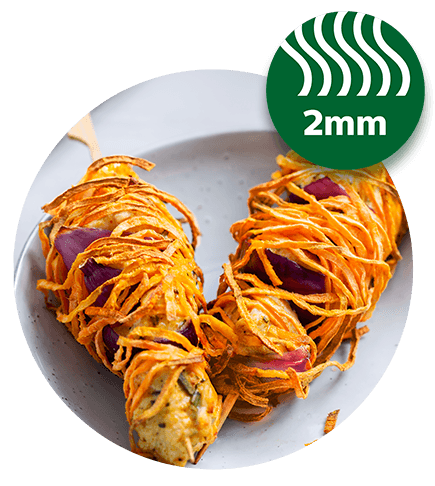 Szaszłyki z kurczaka z chrupiącym spaghetti z batat&oacute;w